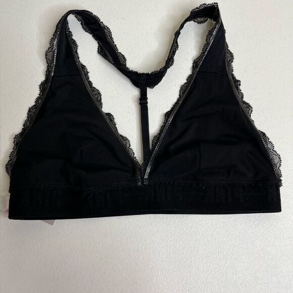 Pink Victorias Secret Black Lace Bralette Racer Halter T Back Women Size Small - Picture 13 of 16